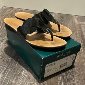 Paul Green Black Leather Sandals